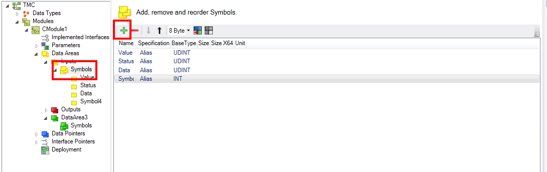 Add / modify / delete data areas and variables 3: