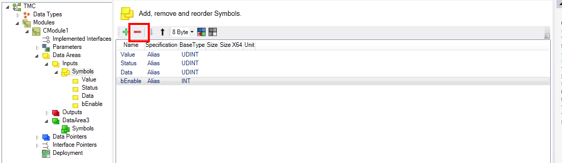 Add / modify / delete data areas and variables 6:
