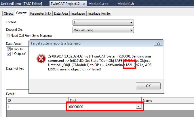 Activation – “invalid object id” (1821/0x71d) 1: