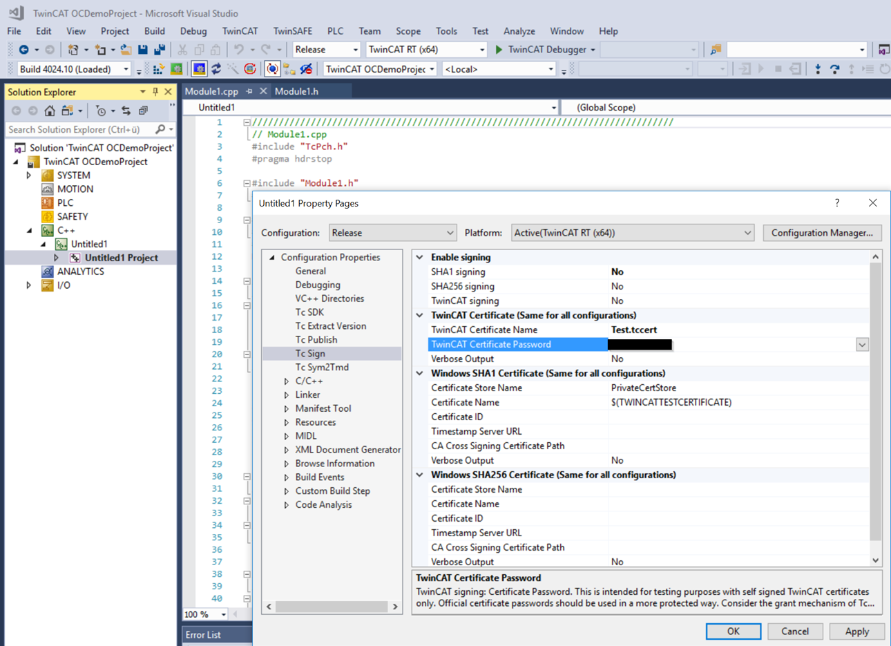TwinCAT 3 C++ Configure project 1:
