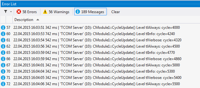 Module messages for the Engineering (logging / tracing) 5: