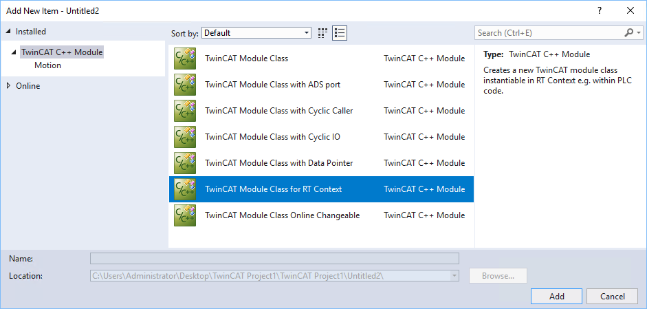 TwinCAT Module Class Wizard 1: