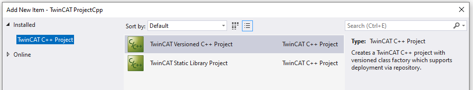 TwinCAT C++ Project Wizard 2: