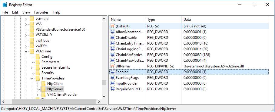 Windows as NTP server 1: