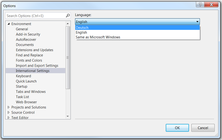 Integration in Visual Studio 2: