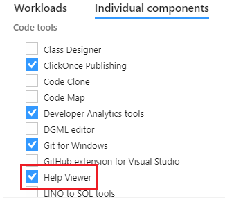 Installation of the Visual Studio help system 1: