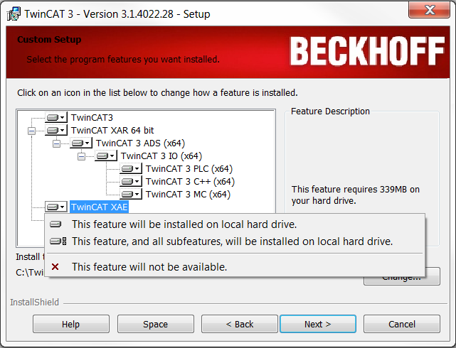 Installing the TwinCAT 3 Runtime 6: