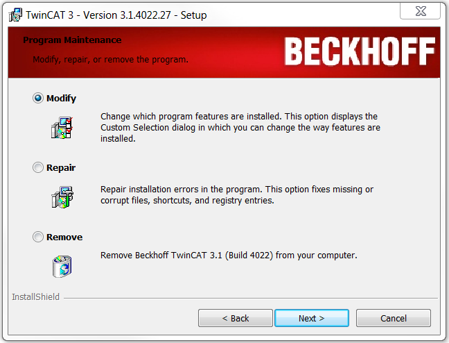 Uninstalling TwinCAT 3 3: