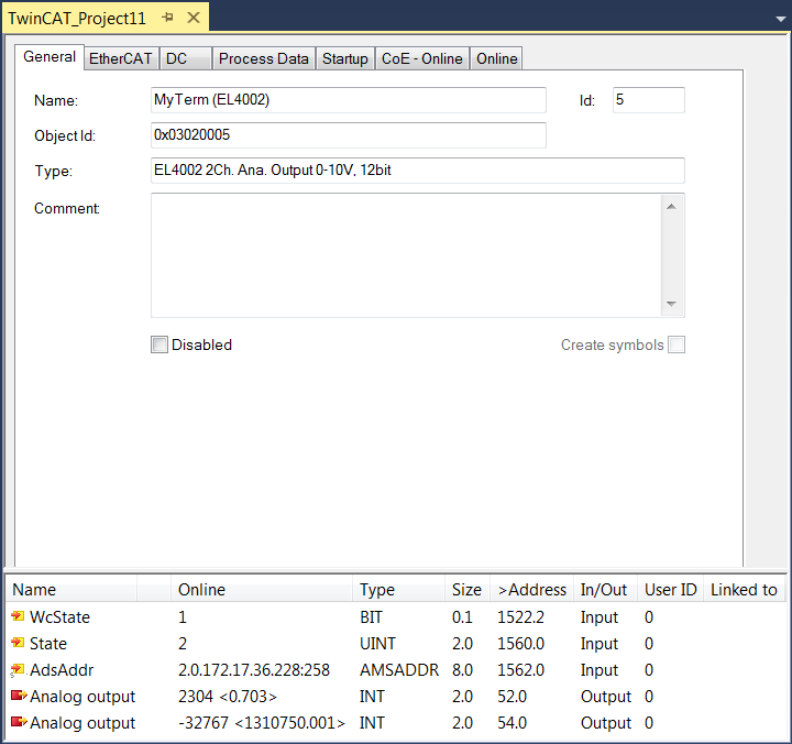 Terminal Configuration 1: