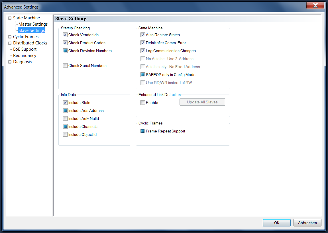 State Machine Slave Settings 1: