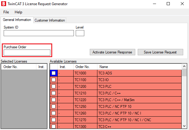 Creating License Request Files without TwinCAT Engineering (XAE) 1:
