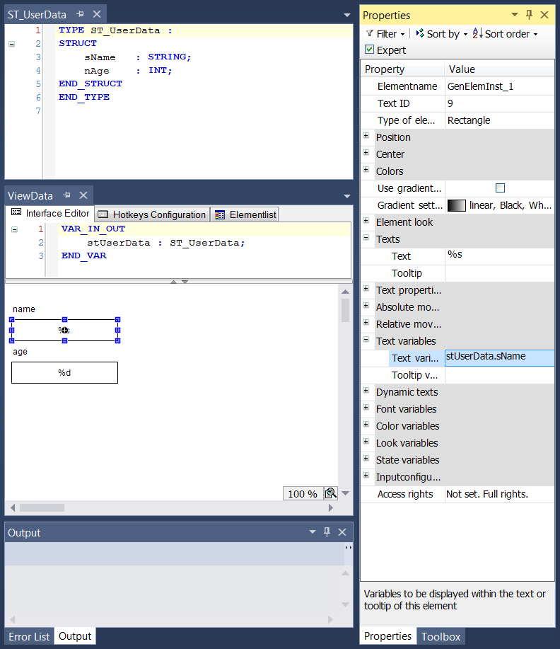 Interface editor 1: