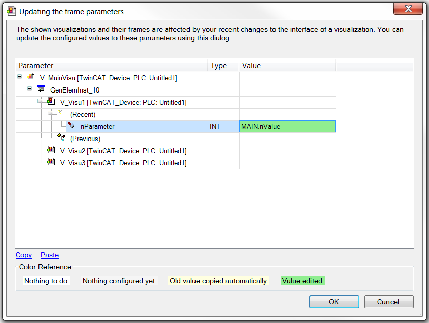 Updating the frame parameters 1: