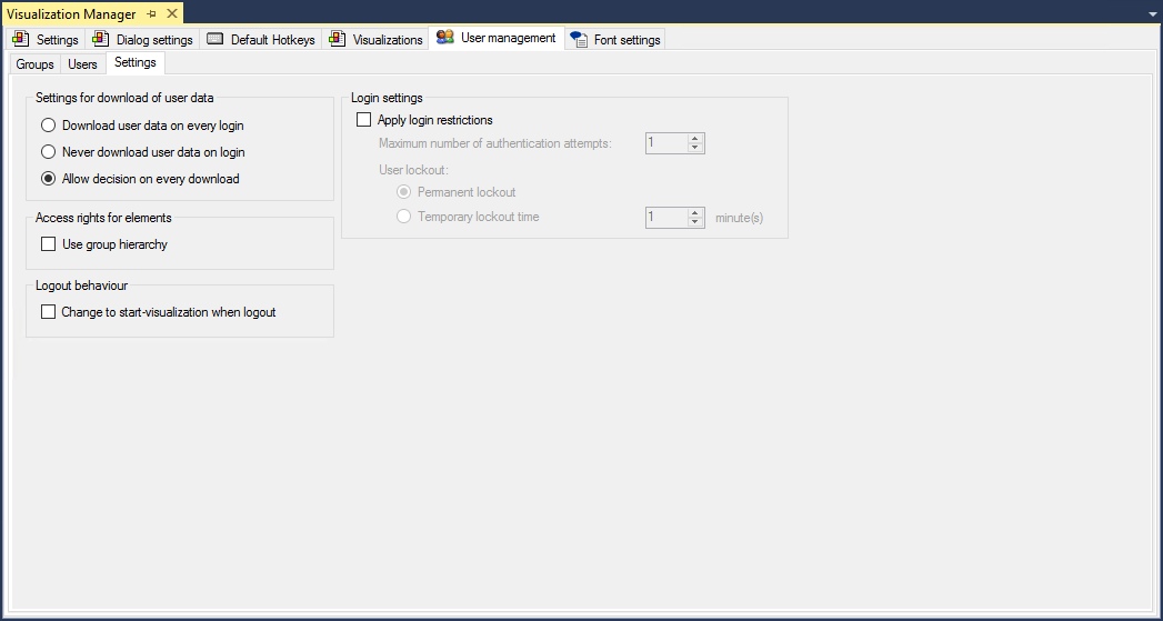 Settings 1: