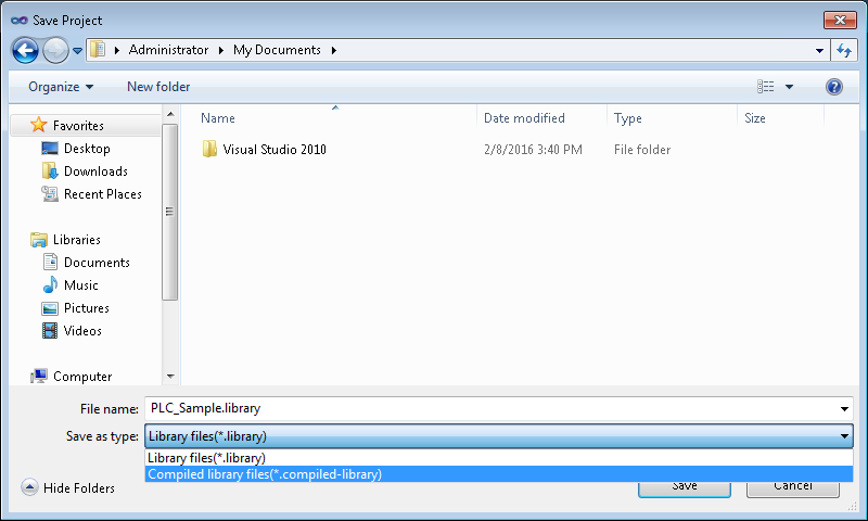 Command Save as library 3:
