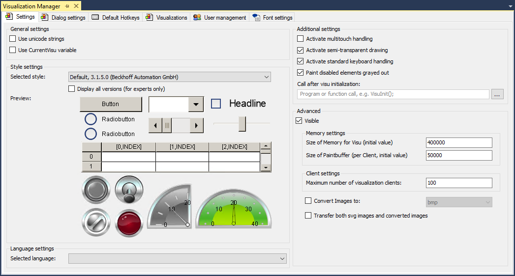 Settings 1: