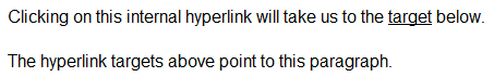 Internal hyperlinks 1:
