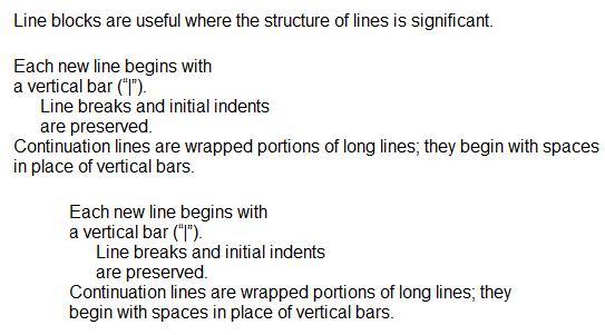 Line-oriented text block (line block) 2:
