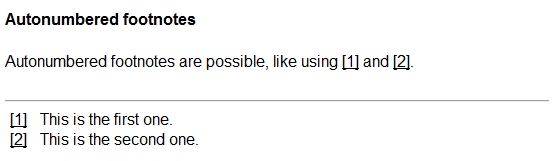Automatically numbered footnotes 2: