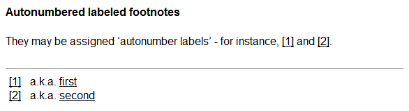 Named automatically numbered footnotes 2: