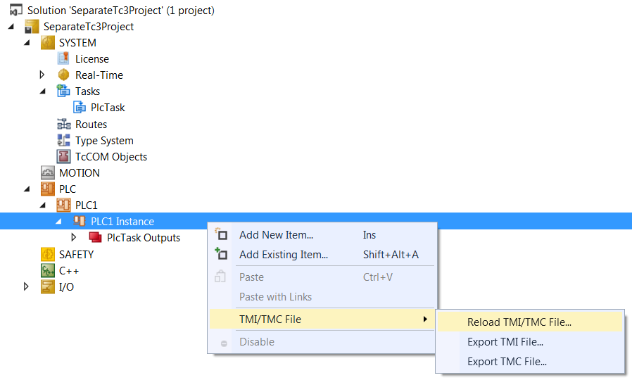 Creating a TMC file and adding it to the TwinCAT project 6: