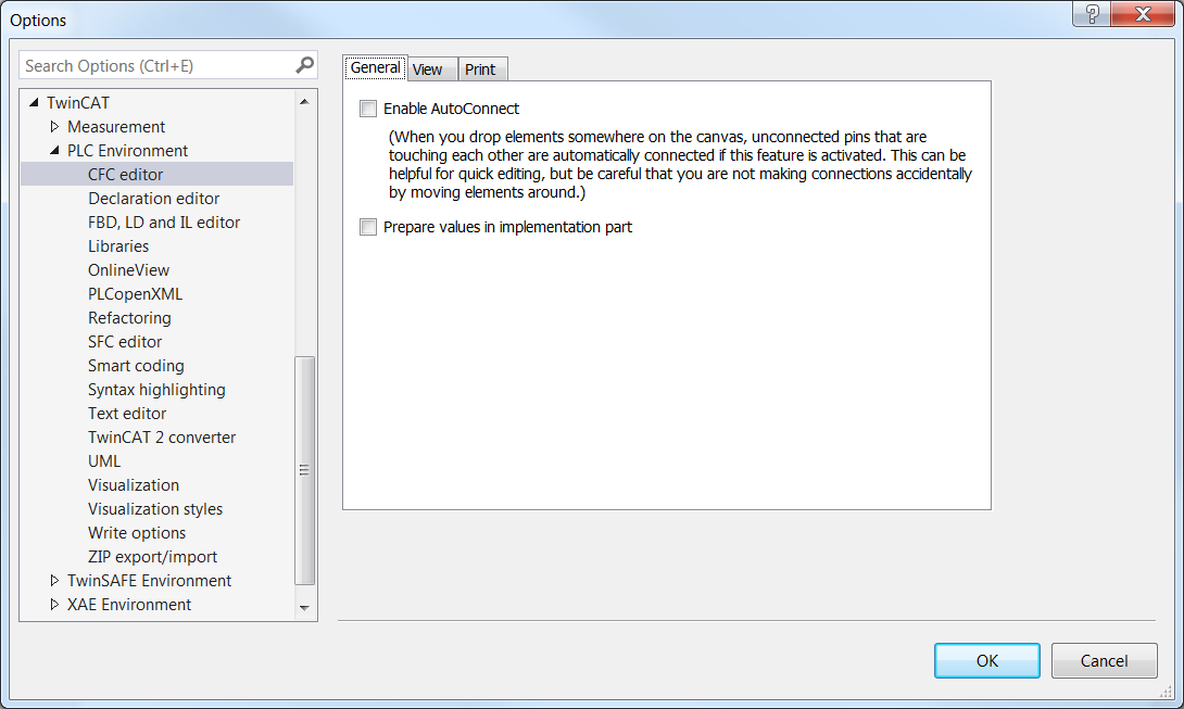 Dialog Options - CFC Editor 1: