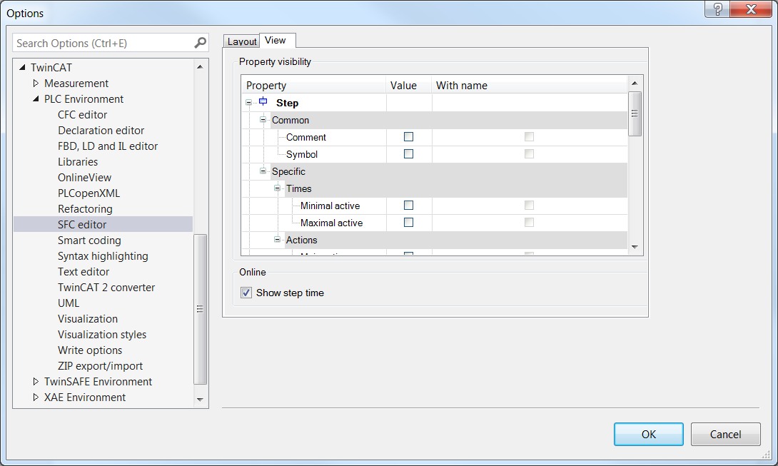 Dialog Options - SFC editor 2: