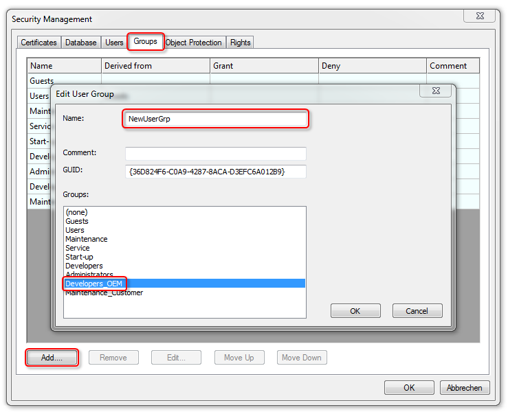 Creating and editing user groups 2: