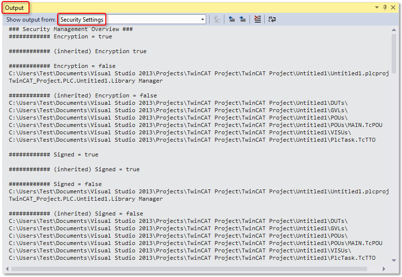 Displaying the overview of the software protection settings of the PLC project 2: