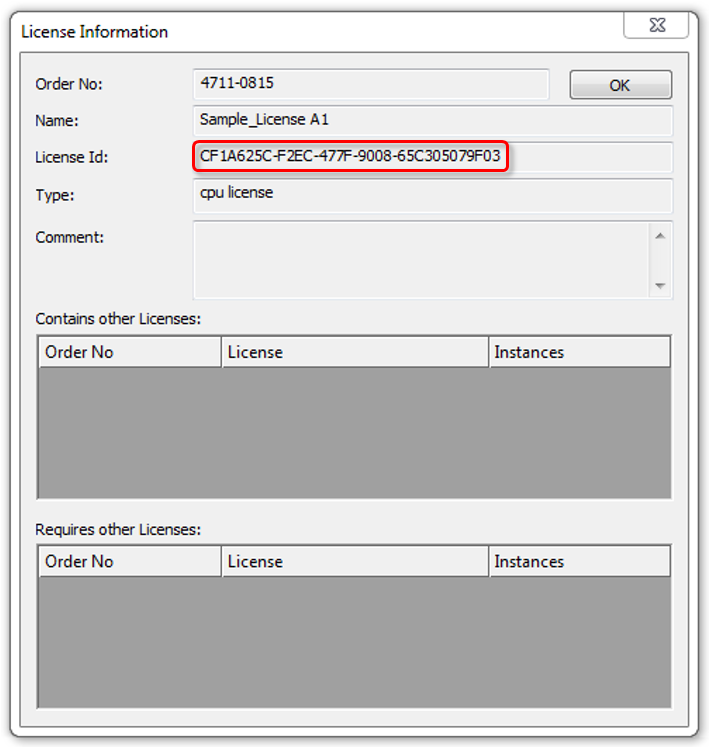 Querying the OEM application license in a PLC application 7: