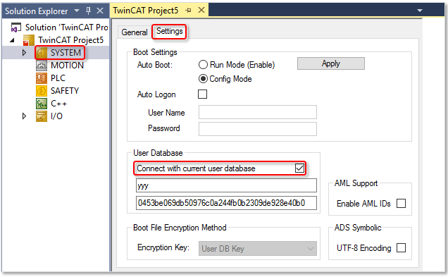 Linking the user database to a project  1: