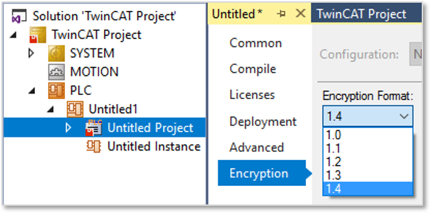 Display of the current encryption version 1: