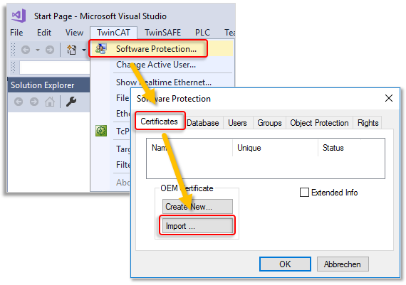 Installing the OEM certificate 2: