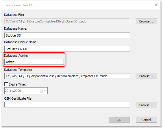 Adding/changing database administrators 2: