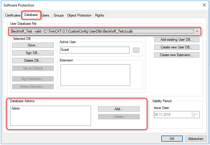 Adding/changing database administrators 5: