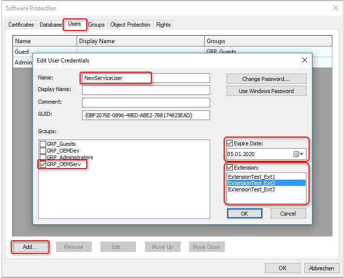 Creating users in extensions 3: