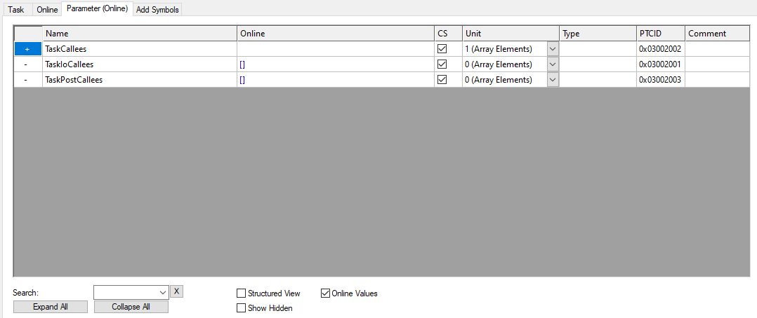 Parameter (Online) tab 2: