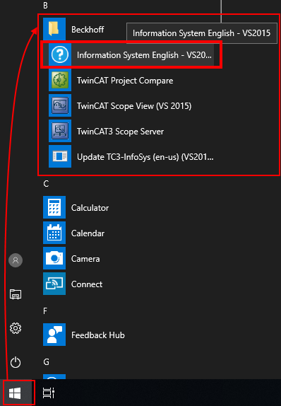 Calling the TwinCAT 3 documentations 1: