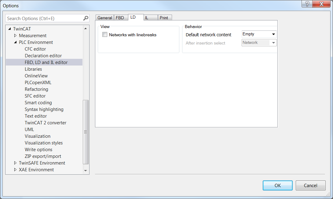 Dialog options - FBD, LD and IL 6: