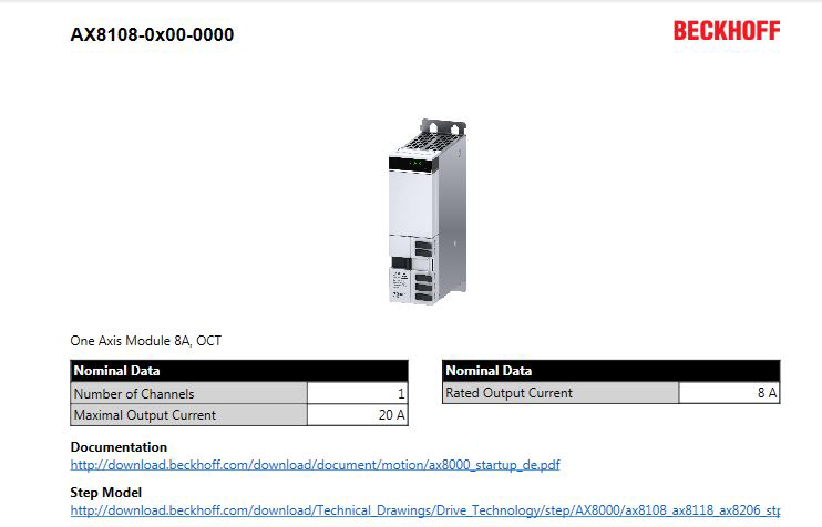 Bill of materials and data sheet (axis) 3: