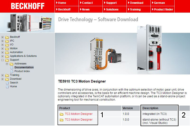 Downloading TC3 Motion Designer 1: