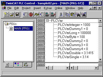 Transmitting structures to the PLC 3: