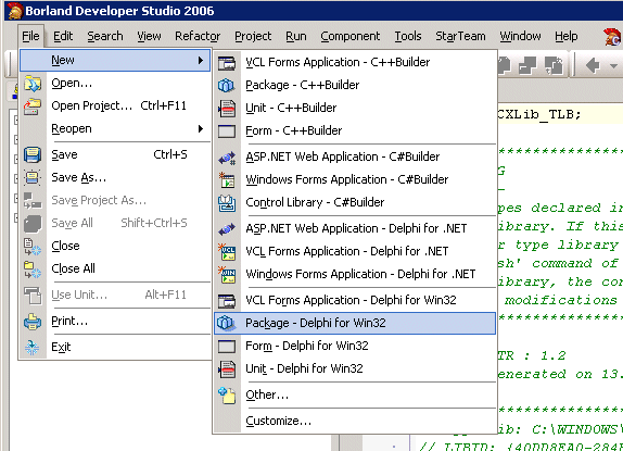 Linking to Borland Developer Studio 2006 (VCL for Delphi Win32) 8: