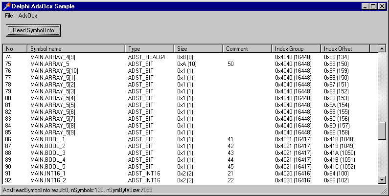 Read the List of an ADS Device's Declared Variables 1: