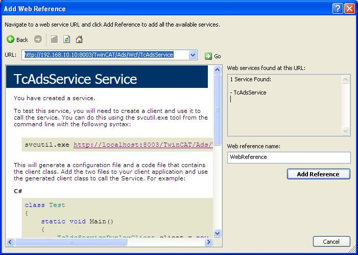 Create a WCF web reference in Visual Studio 2008 1: