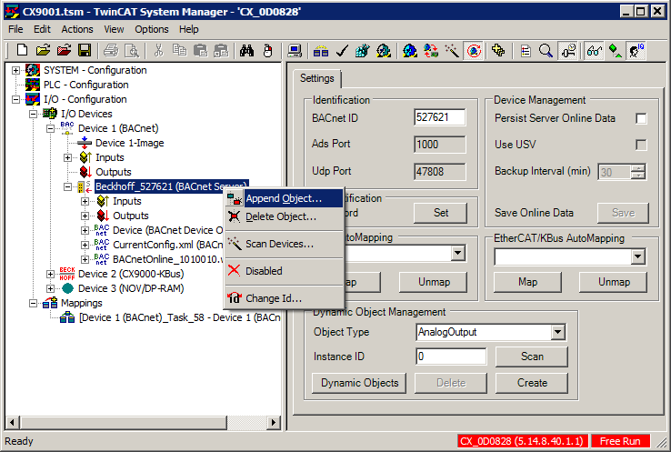 Example: Manual linking of hardware (terminal), BACnet BinaryInput and PLC program 4: