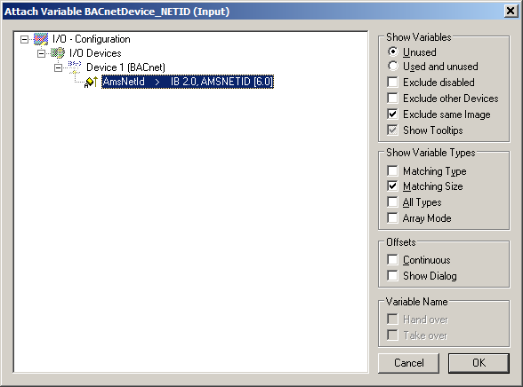 Example: Manual linking of hardware (terminal), BACnet BinaryInput and PLC program 13: