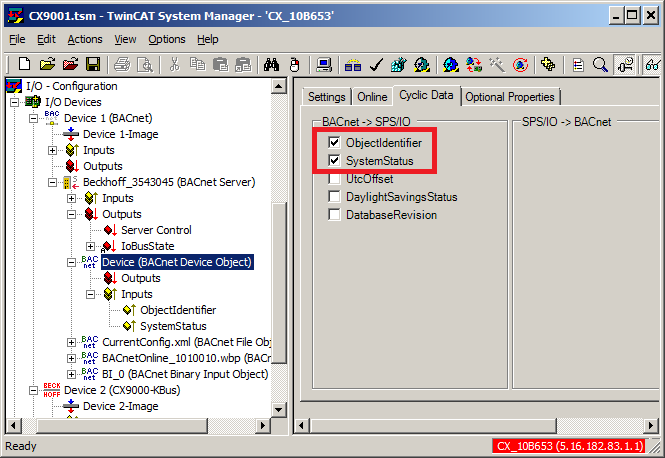 Example: Manual linking of hardware (terminal), BACnet BinaryInput and PLC program 14: