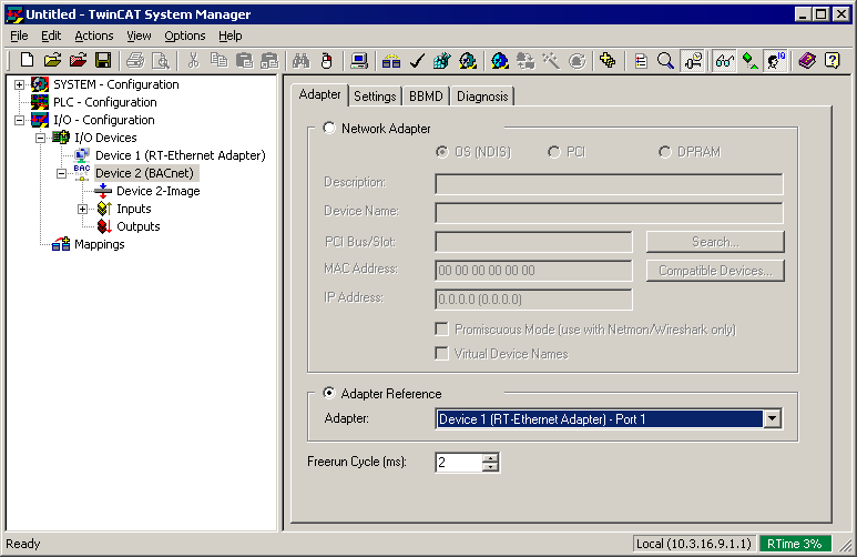 Example: Operating BACnet and BK90XX via an Ethernet interface 2: