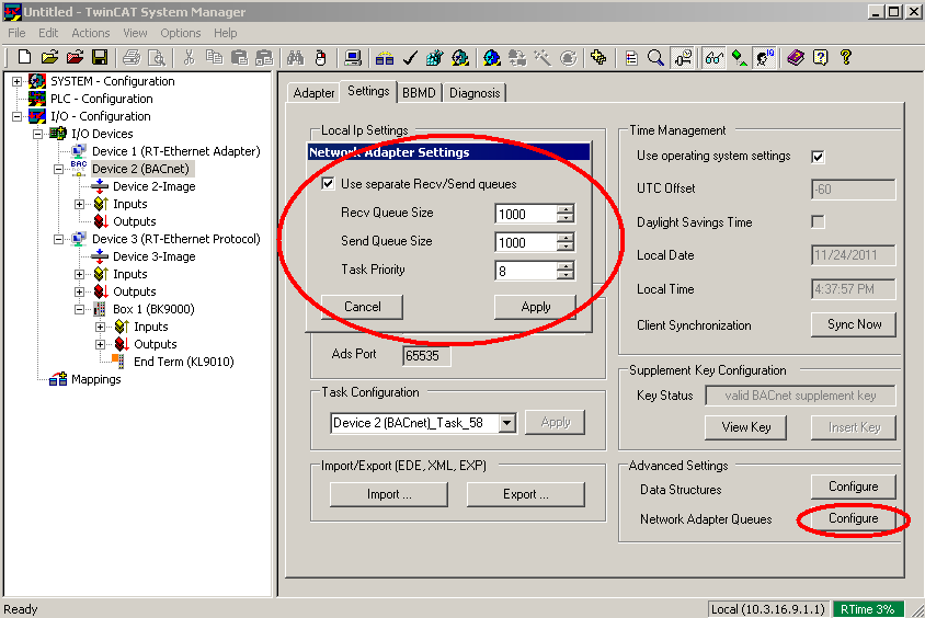 Example: Operating BACnet and BK90XX via an Ethernet interface 4: